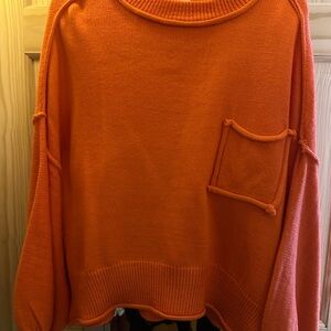 NWOT POL Bold Orange Crew Neck Sweater Oversized